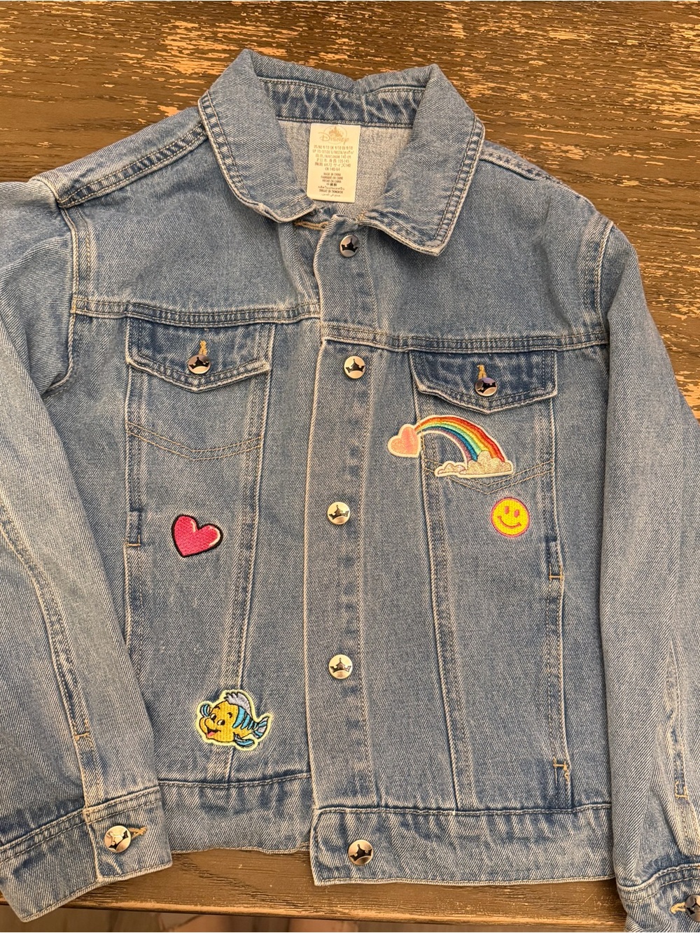 Disney Light Blue Denim Jacket with Rainbow & Patch Motifs